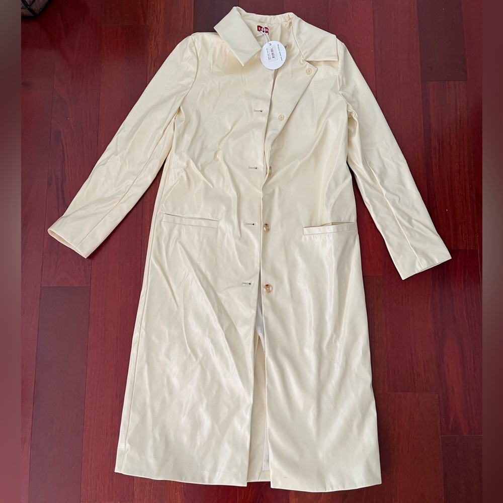NWT Staud White Patent Leather Trench Jacket